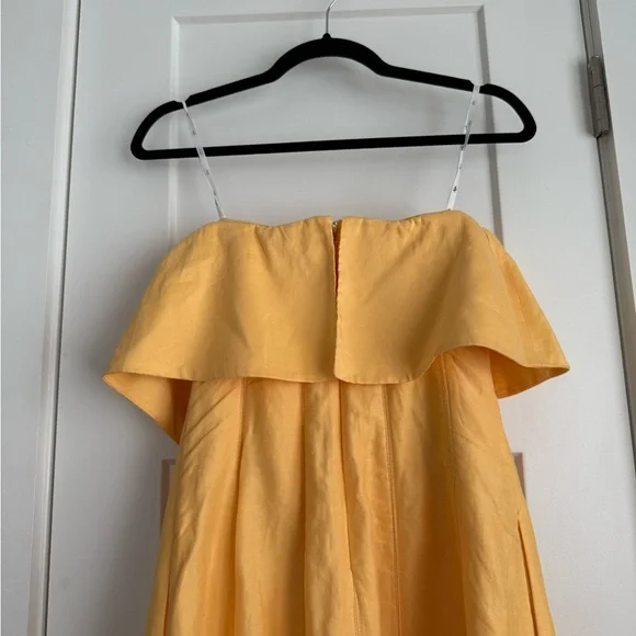 Aje Shallows Linen Blend Strapless Maxi Dress Marigold Butter Yellow - Picture 4 of 9